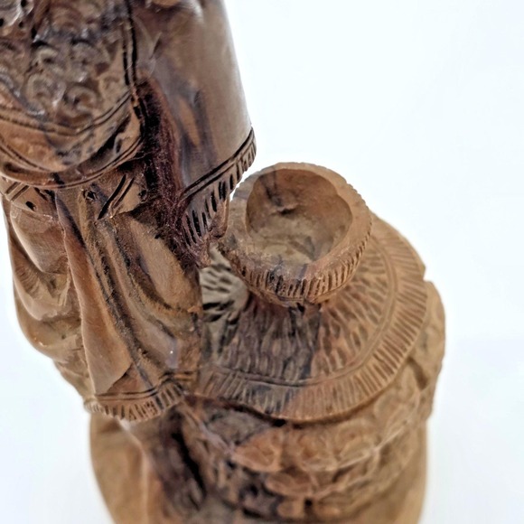Vintage Hand Carved Wood Woman Figurine Water Carrier Tribal Folk Art Statue 11" - Picture 9 of 10